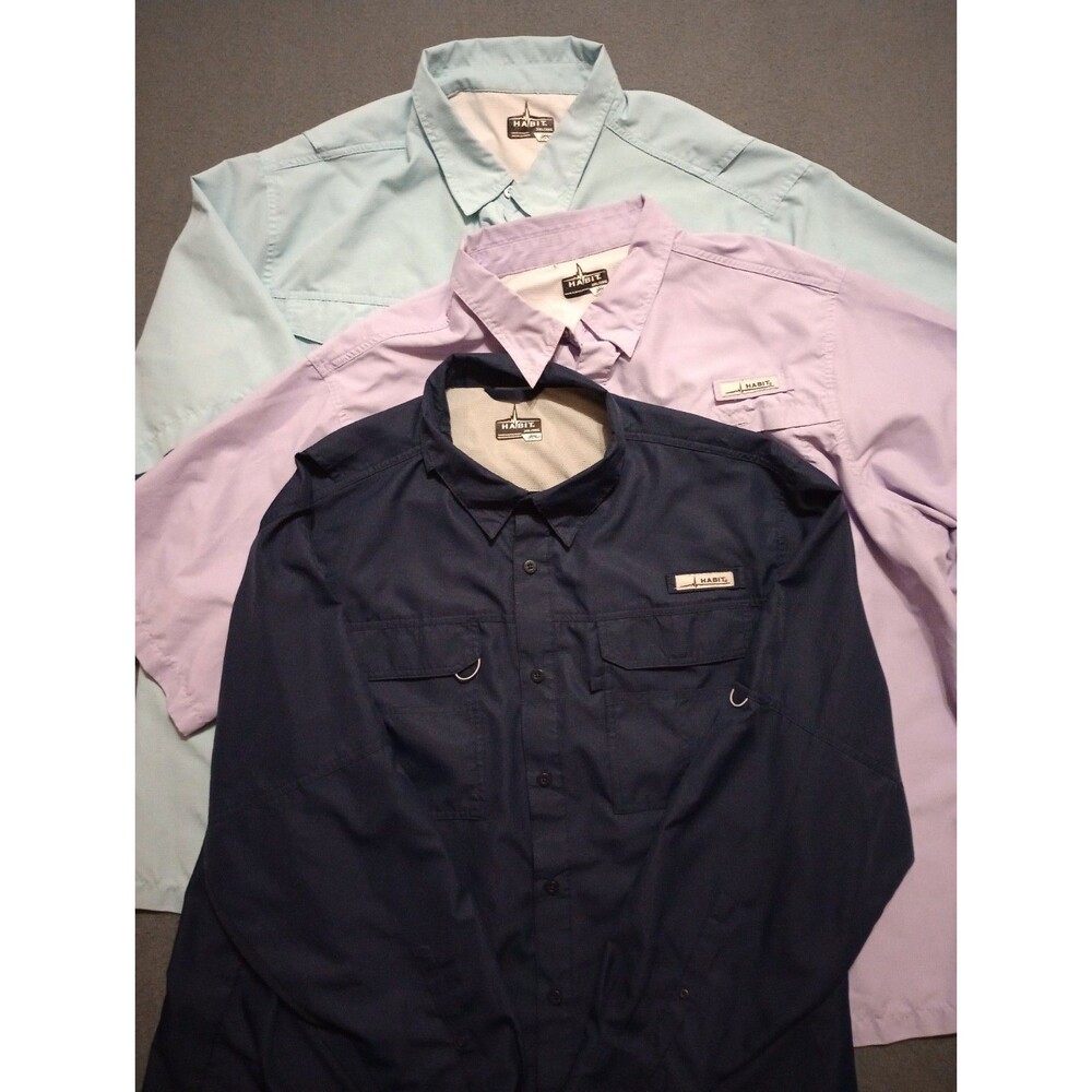Lot of 3 Men 2XL Habit American Outdoorsman Vented Fishing Shirt Read